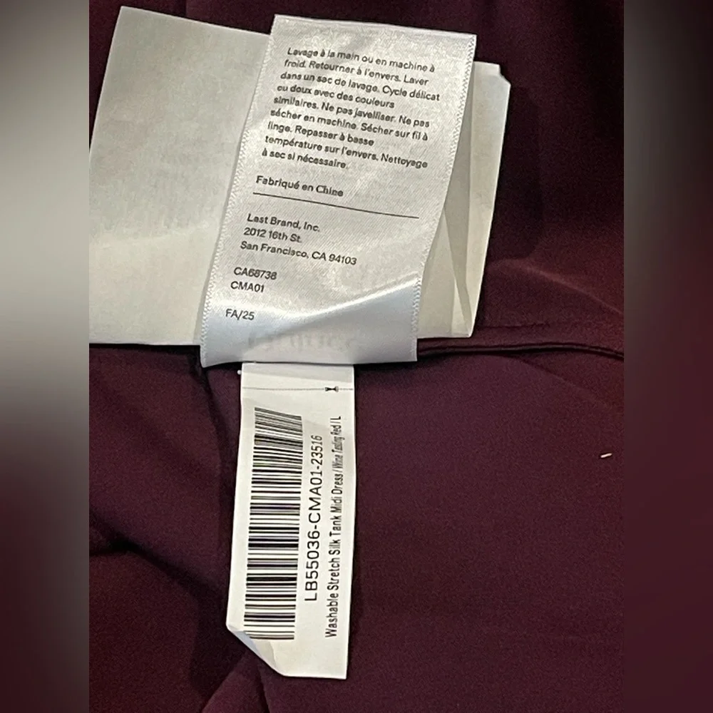 Quince Women Washable Stretch Silk Tank Midi Dress Wine Tasting Size Large NEW - Picture 9 of 10